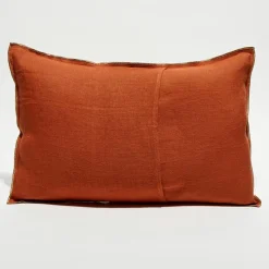 Housse de coussin en lin lavé tomette - 40x60 cm