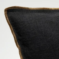 Housse de coussin en lin lavé noire - 40x60 cm