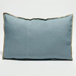 Housse de coussin en lin lavé bleu stone - 40x60 cm