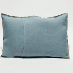 Housse de coussin en lin lavé bleu stone - 40x60 cm