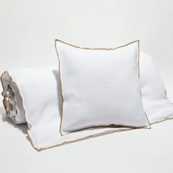 Housse de coussin en lin lavé blanche - 45x45 cm