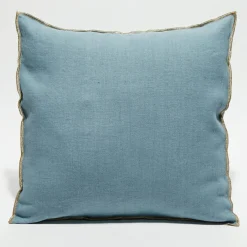 Housse de coussin en lin lavé bleu stone - 45x45 cm