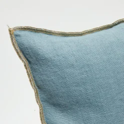 Housse de coussin en lin lavé bleu stone - 45x45 cm