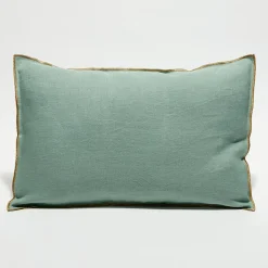 Housse de coussin en lin lavé jade - 40x60 cm
