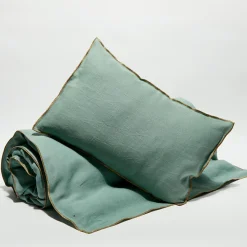 Housse de coussin en lin lavé jade - 40x60 cm