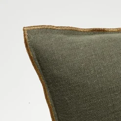 Housse de coussin en lin lavé kaki - 40x60 cm