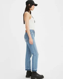 Jean 501 Crop coupe droite bleu
