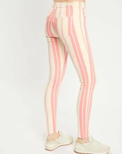 Jean à rayures rose/écru