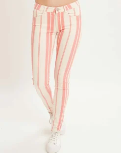 Jean à rayures rose/écru