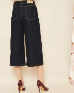 Jean 3/4 évasée bleu foncé