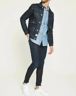 Jean ajusté Brut bleu foncé