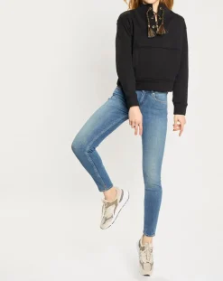 Jean bohemienne taille haute Skinny bleu moyen