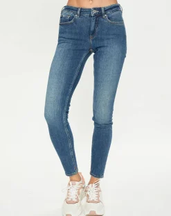 Jean bohemienne taille haute Skinny bleu moyen