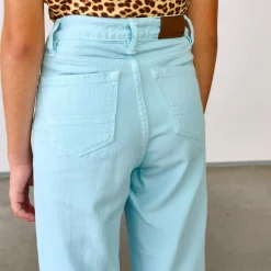 Jean bootcut 100% Coton bio Popies bleu turquoise
