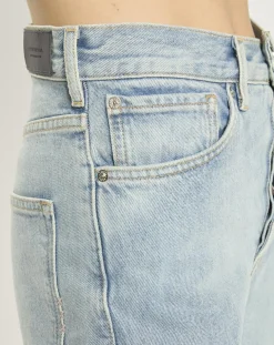 Jean boyfriend crop det couture bleu clair