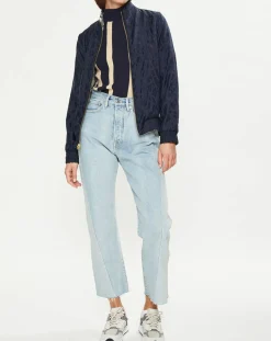 Jean boyfriend crop det couture bleu clair