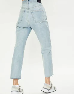 Jean boyfriend crop det couture bleu clair