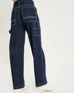 Jean brut large bleu foncé