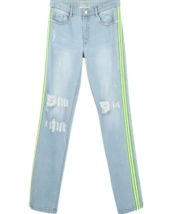 Jean Dejeuner décousu délavé bleu pétrole