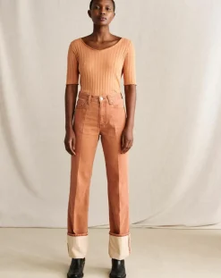 Jean droit 100% Coton Bio Priest orangé