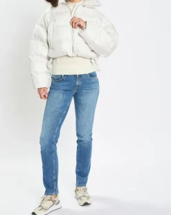 Jean droit en Coton extensible Alby bleu moyen