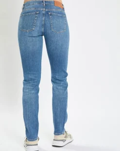 Jean droit en Coton extensible Alby bleu moyen