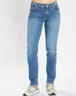 Jean droit en Coton extensible Alby bleu moyen