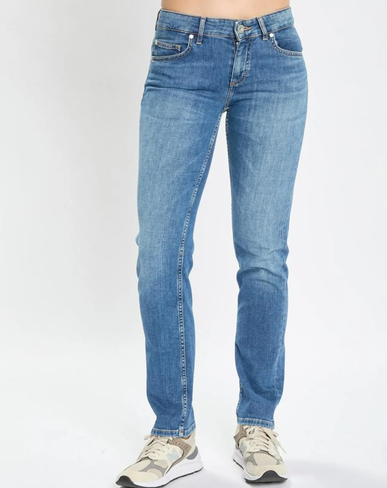 Jean droit en Coton extensible Alby bleu moyen