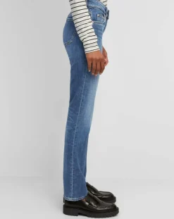 Jean droit en Coton extensible Alby bleu moyen
