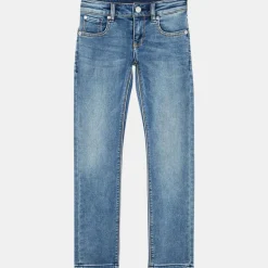 Jean droit Tiger en Toile de coton délavé bleu