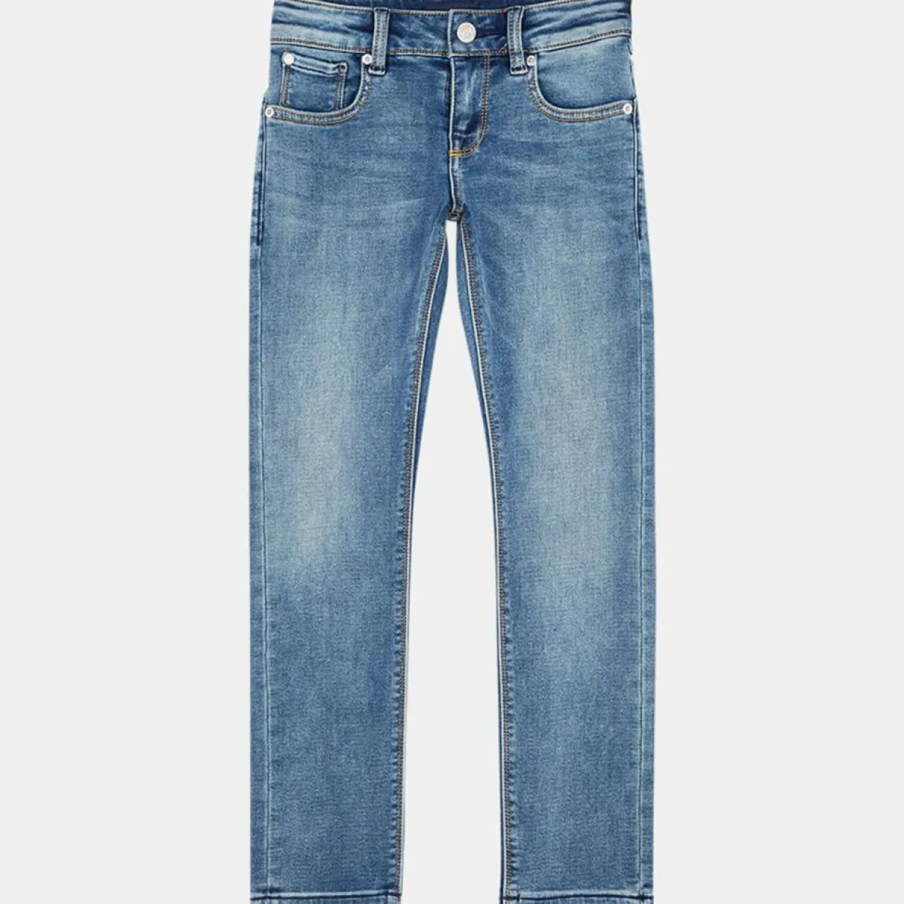 Jean droit Tiger en Toile de coton délavé bleu