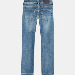 Jean droit Tiger en Toile de coton délavé bleu