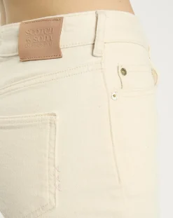 Jean en Coton Bio mélangé Flare The Kick Cropped écru