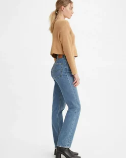 Jean high slim straight 70's bleu