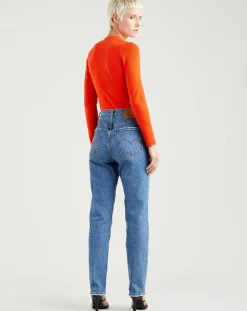 Jean high slim straight 70's bleu