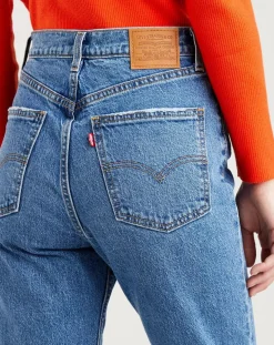 Jean high slim straight 70's bleu