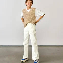 Jean Pepy en Coton stretch jambes larges écru