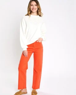 Jean 80's bord franc orange vif