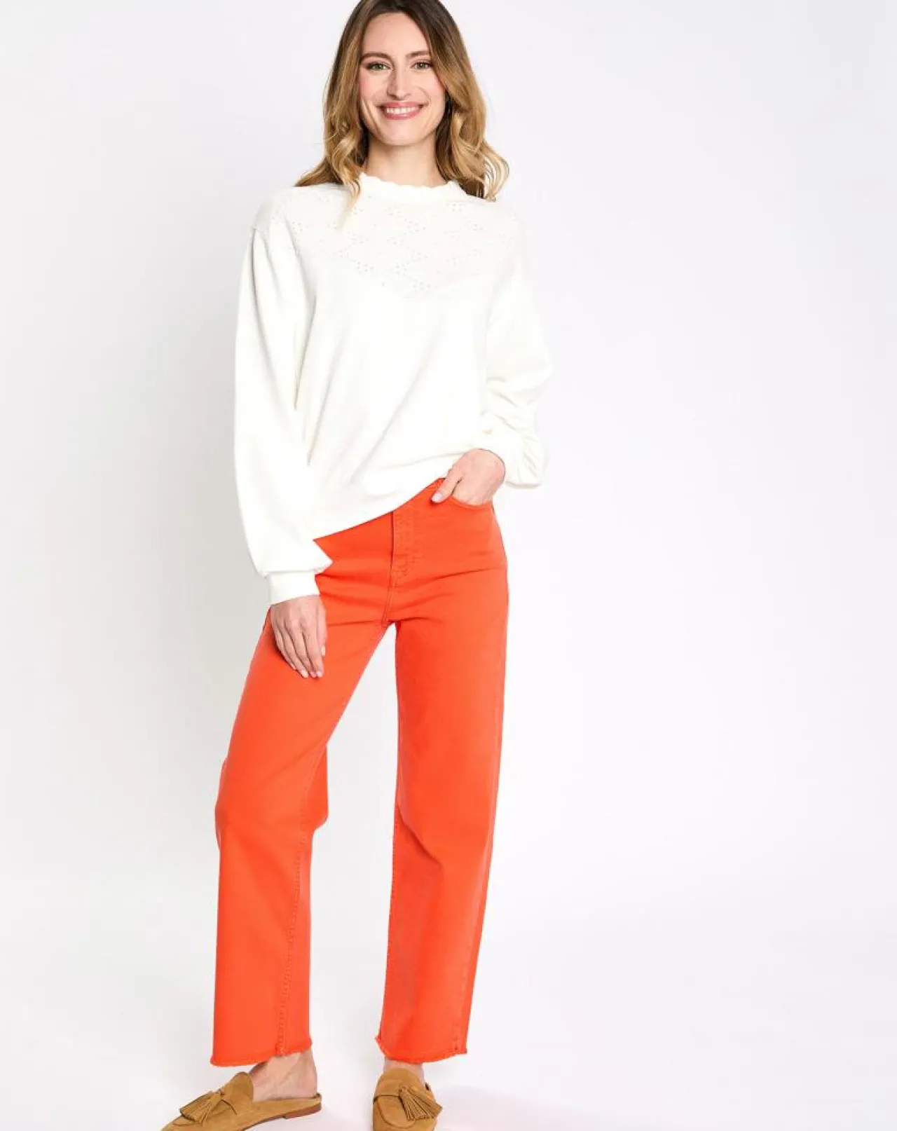 Jean 80's bord franc orange vif