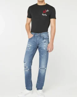 Jean Slim 100% Coton Bio Broken Eged Willbi bleu moyen