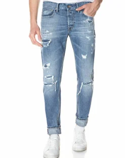 Jean Slim 100% Coton Bio Broken Eged Willbi bleu moyen
