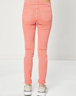 Jean Slim en Toile de coton rose