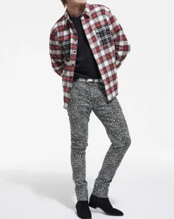 Jean Slim Punk Léopard noir