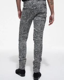 Jean Slim Punk Léopard noir
