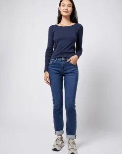 Jean stretch Slim en coton biologique mélangé bleu moyen
