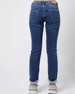Jean stretch Slim en coton biologique mélangé bleu moyen