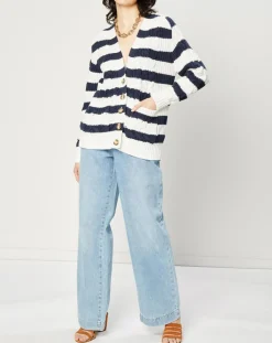 Jean Wide en Coton & Lin mélangés à taille haute bleu clair