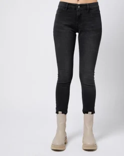 Jegging à taille mi-haute Slim Fit délavé gris foncé