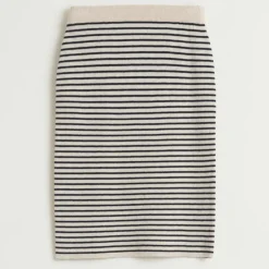 Jupe Girt en Maille de Coton & Laine rayée écru/noir