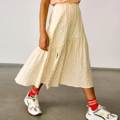 Jupe longue en Coton Pure imprimée soleil jaune